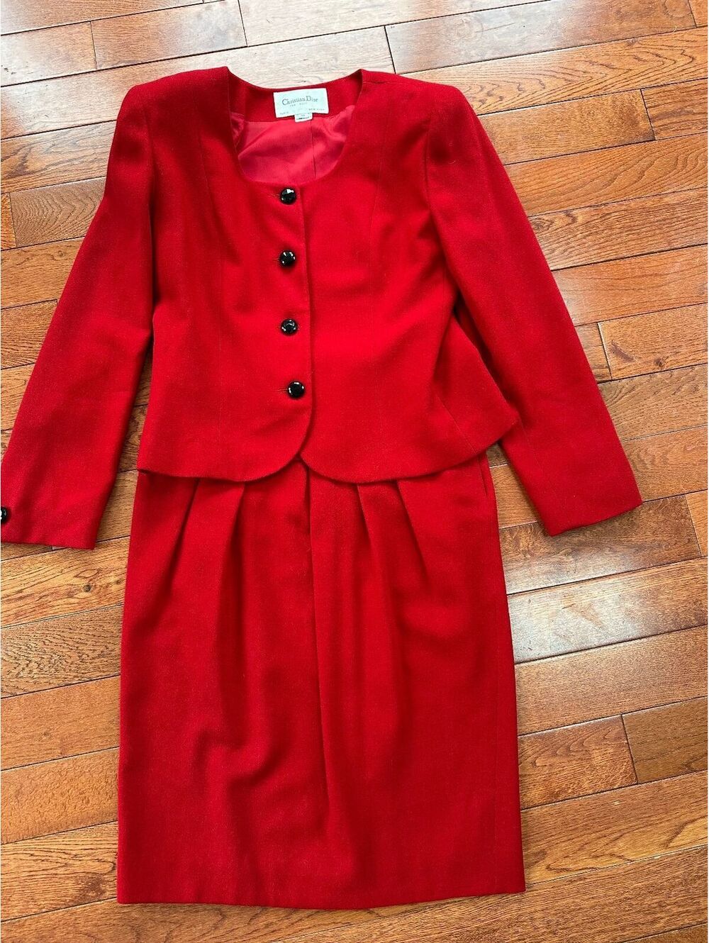 Vintage Christian Dior Red Skirt Suit Size 12